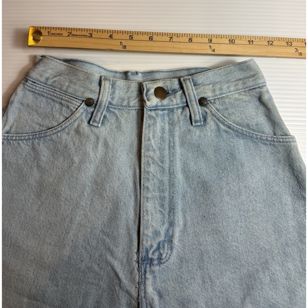 Vintage 80/90s Wrangler Mom Light Wash Jean Shorts 5/6 High Waist Retro MADE USA - Picture 2 of 7